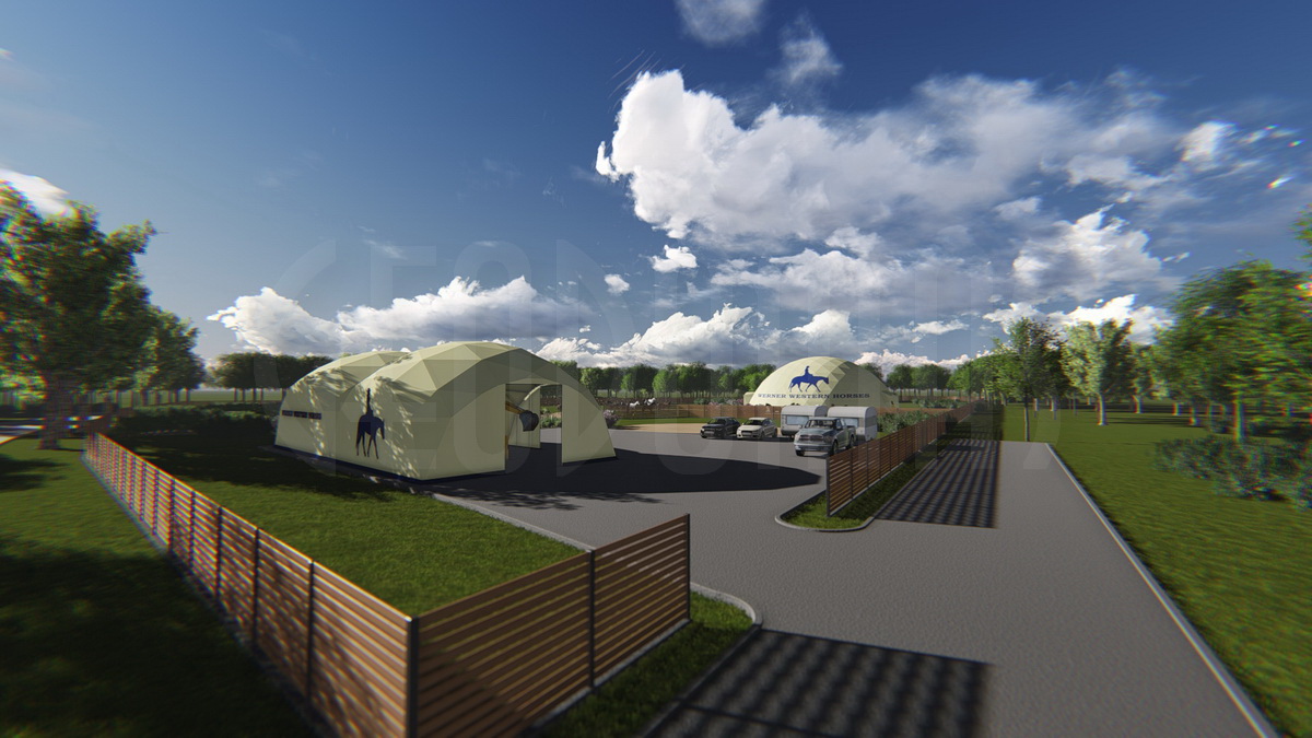 Žirgynas ir Manežas Kupolas Ø24m | Ūkininko ūkis, Ledziny, Lenkija