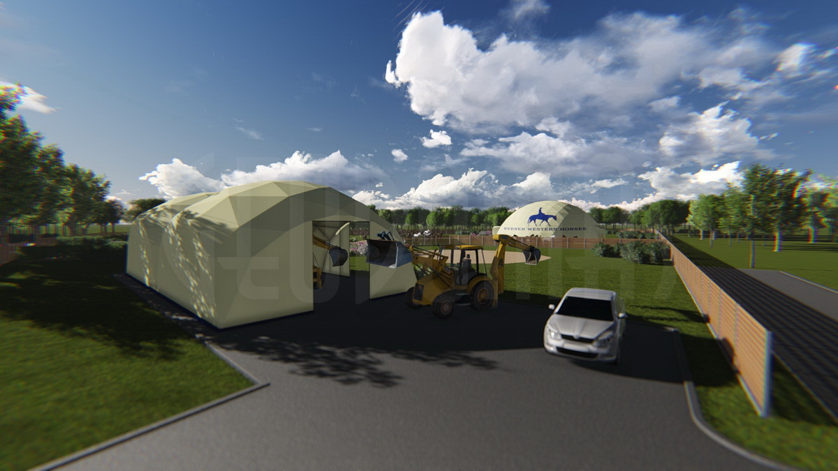 Žirgynas ir Manežas Kupolas Ø24m | Ūkininko ūkis, Ledziny, Lenkija