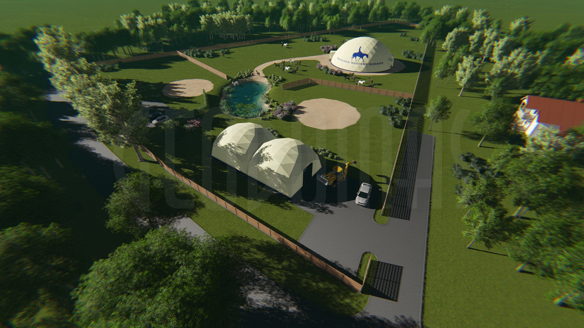 Žirgynas ir Manežas Kupolas Ø24m | Ūkininko ūkis, Ledziny, Lenkija