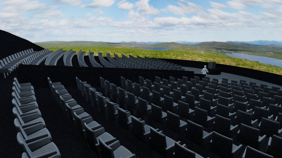 Sferinio kinoteatro kupoliniai pastatai | 360°x180° pilnos projekcijos ekranas