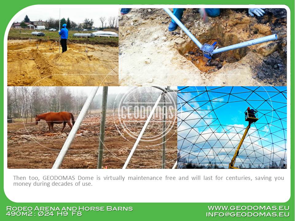 Žirgynas ir Manežas Kupolas Ø24m | Ūkininko ūkis, Ledziny, Lenkija