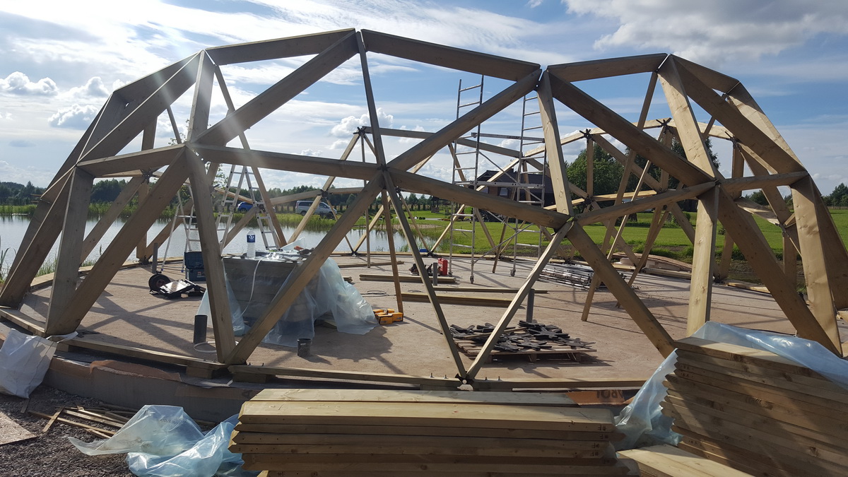 153m2 Svečių Namas Su Pirtimi Kupolas Ø12m | Ūkio sodyba, Širvintų r.