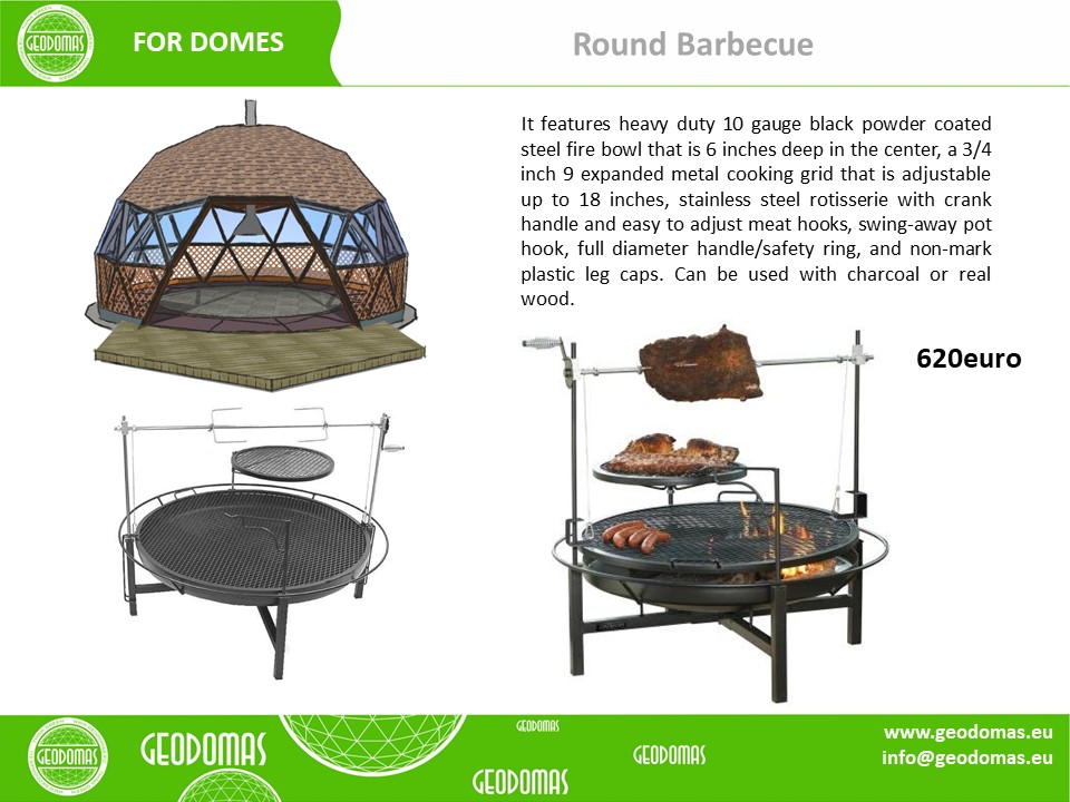 Pavėsinė su griliu (BBQ) | Medinis Kupolas Ø6m F3 28m2