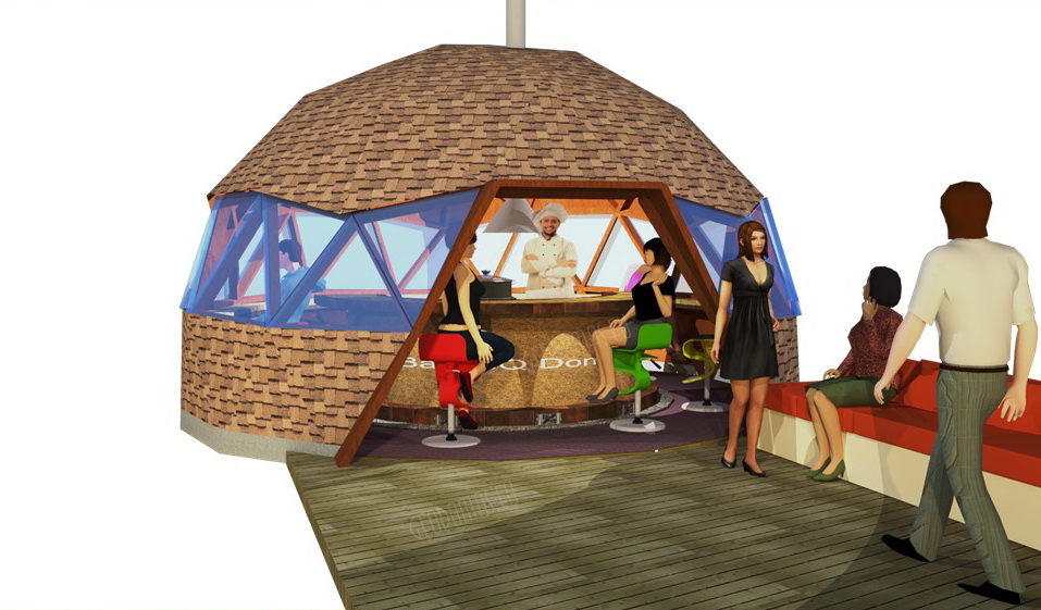 Pavėsinė su griliu (BBQ) | Medinis Kupolas Ø6m F3 28m2