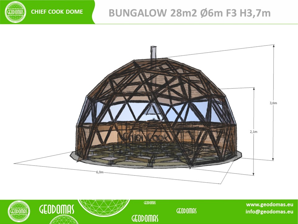Pavėsinė su griliu (BBQ) | Medinis Kupolas Ø6m F3 28m2