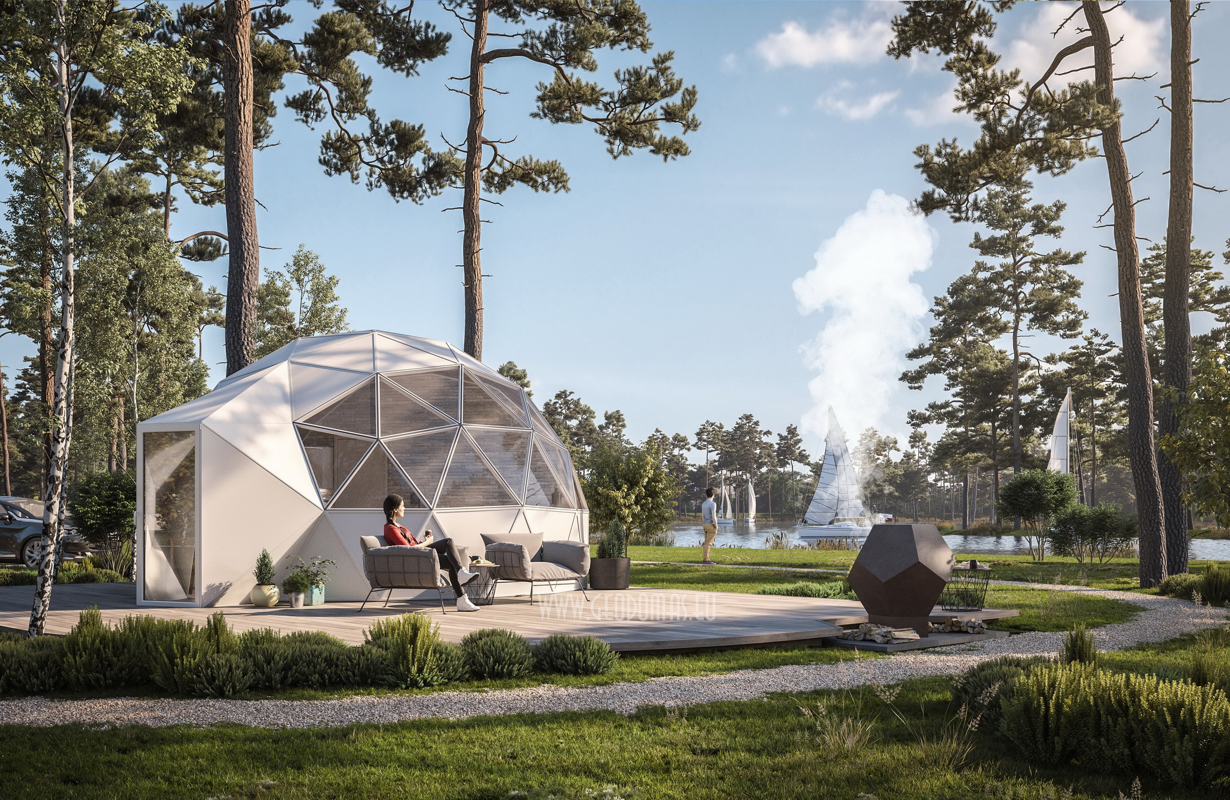 30m² LUXURY GLAMPING Ø6m Dome | Panel & Glass FAÇADE