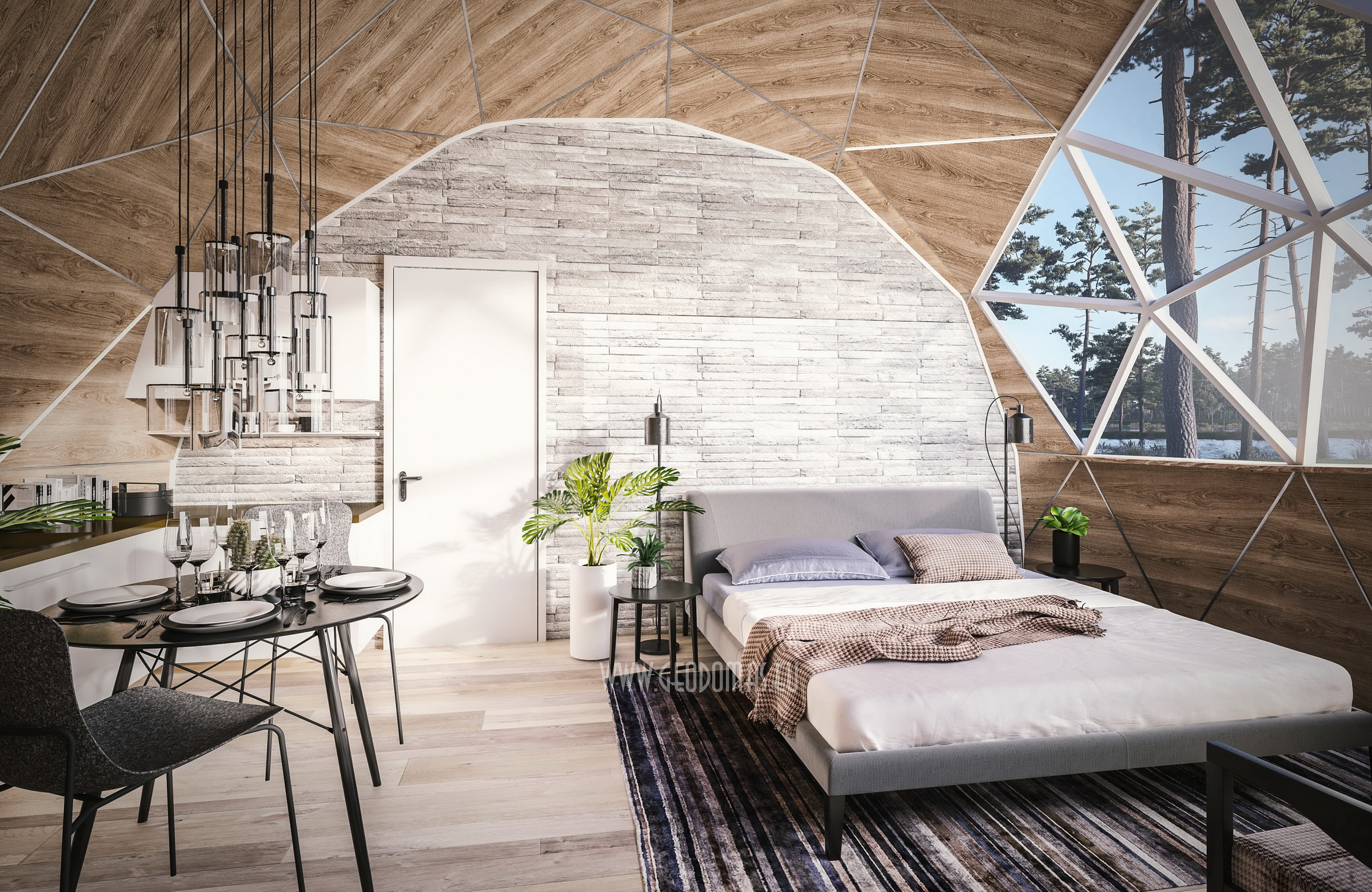 30m² LUXURY GLAMPING Ø6m Dome | Panel & Glass FAÇADE