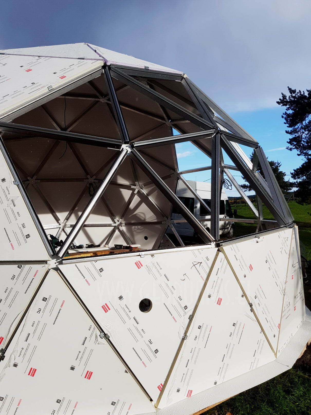 30m² LUXURY GLAMPING Ø6m Dome | Panel & Glass FAÇADE