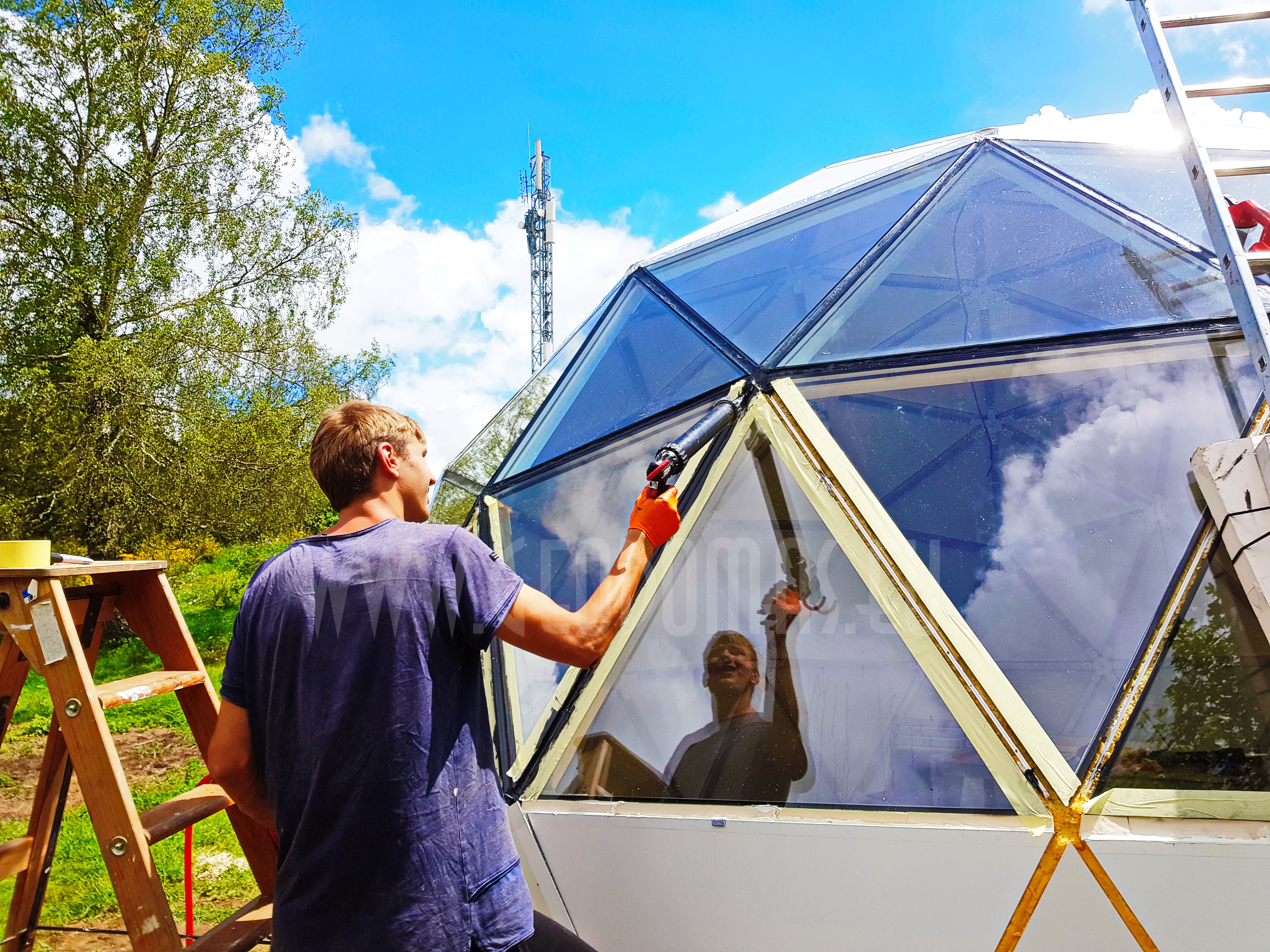 30m² LUXURY GLAMPING Ø6m Dome | Panel & Glass FAÇADE