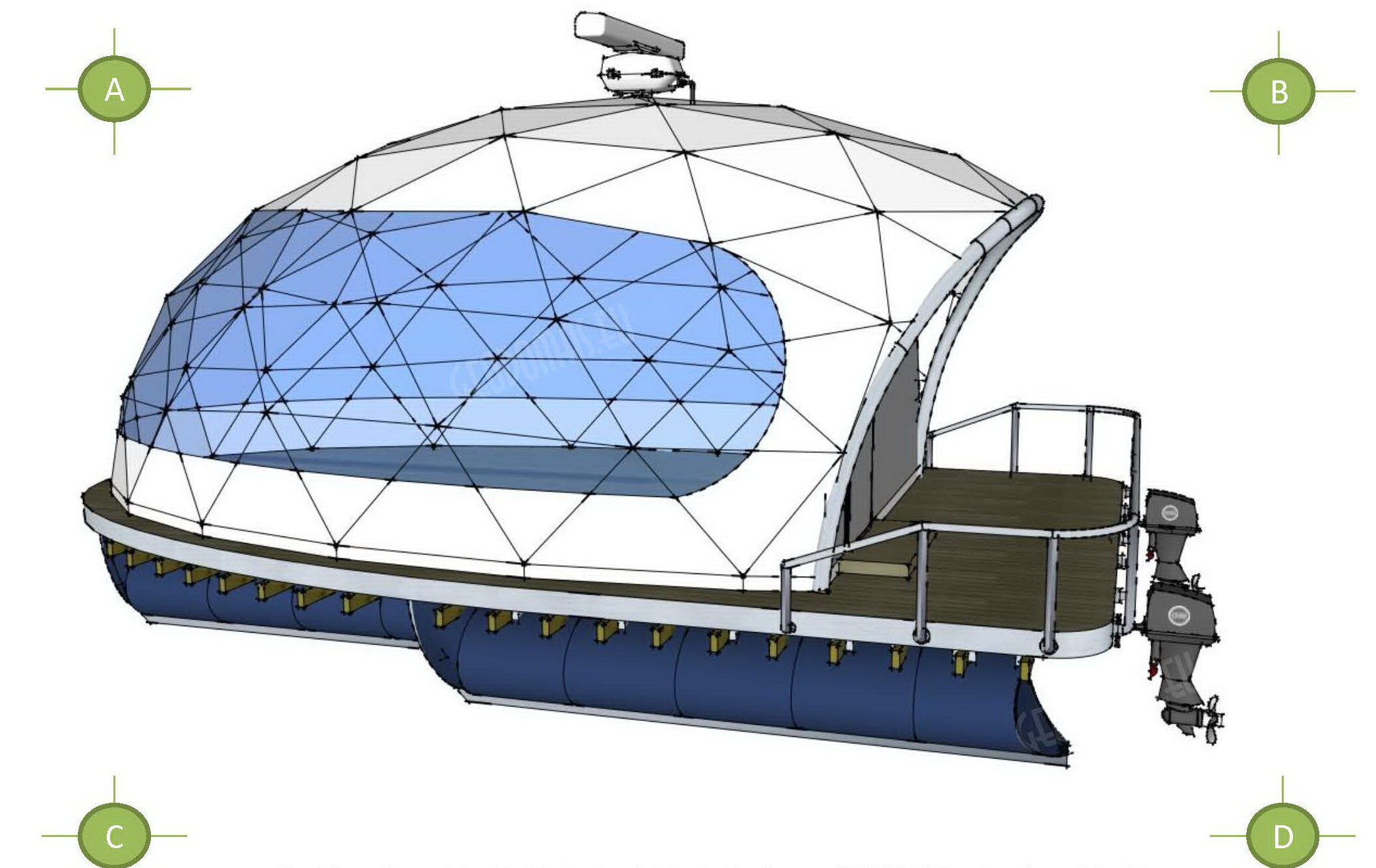 27m² Pramoginis Glamping laivas Ø7m | Pasimėgaukite ežerų ir jų salų grožiu