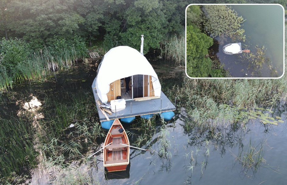 27m² Pramoginis Glamping laivas Ø7m | Pasimėgaukite ežerų ir jų salų grožiu