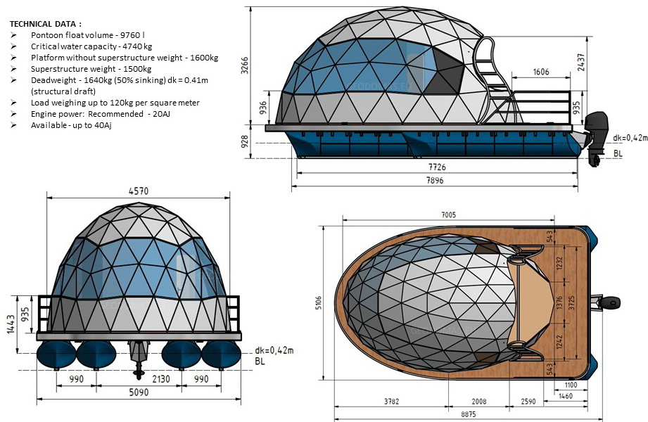 27m² Pramoginis Glamping laivas Ø7m | Pasimėgaukite ežerų ir jų salų grožiu