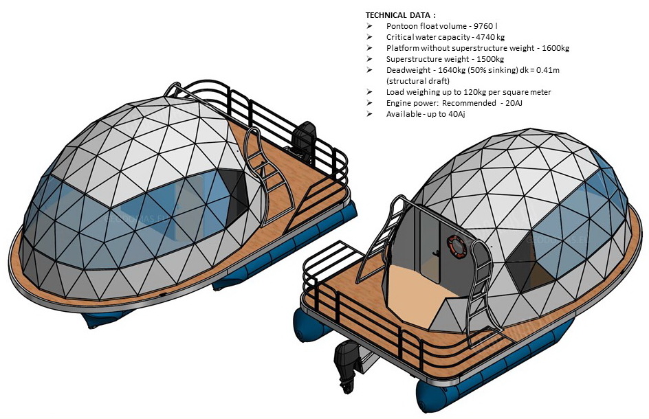 27m² Pramoginis Glamping laivas Ø7m | Pasimėgaukite ežerų ir jų salų grožiu