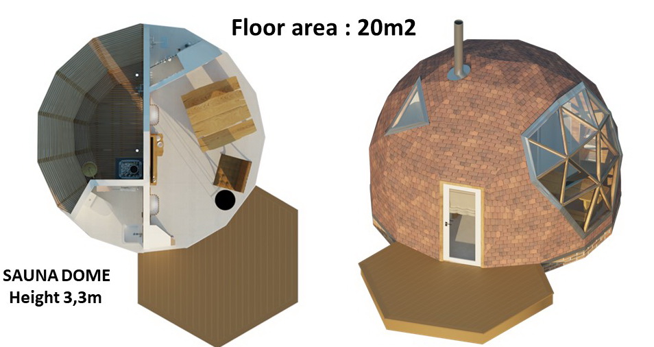 20m2 Pirties Kupolas Ø5m Geodezinio Kupolo Aukštis 3,3m