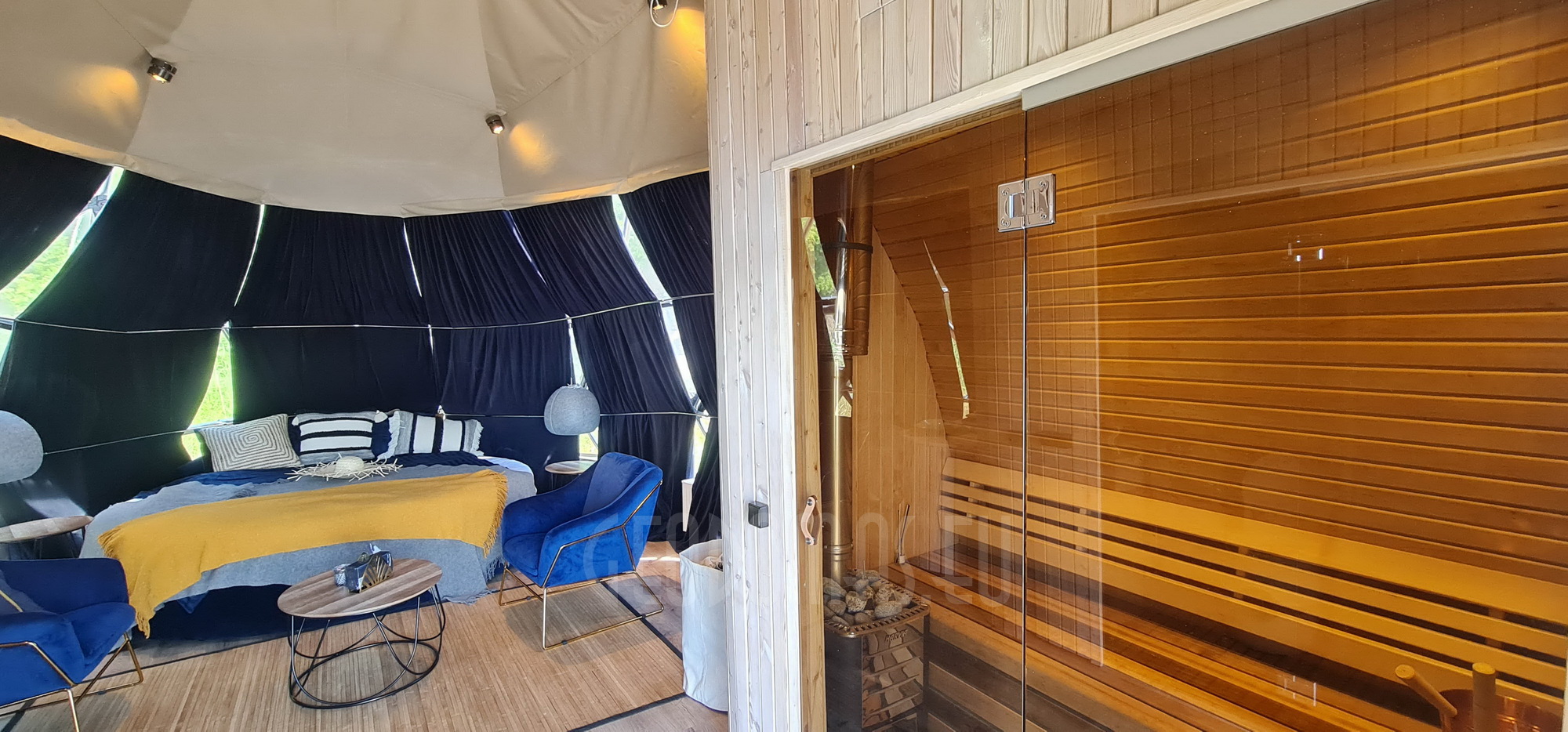 27m² Pramoginis Glamping laivas Ø7m | Pasimėgaukite ežerų ir jų salų grožiu