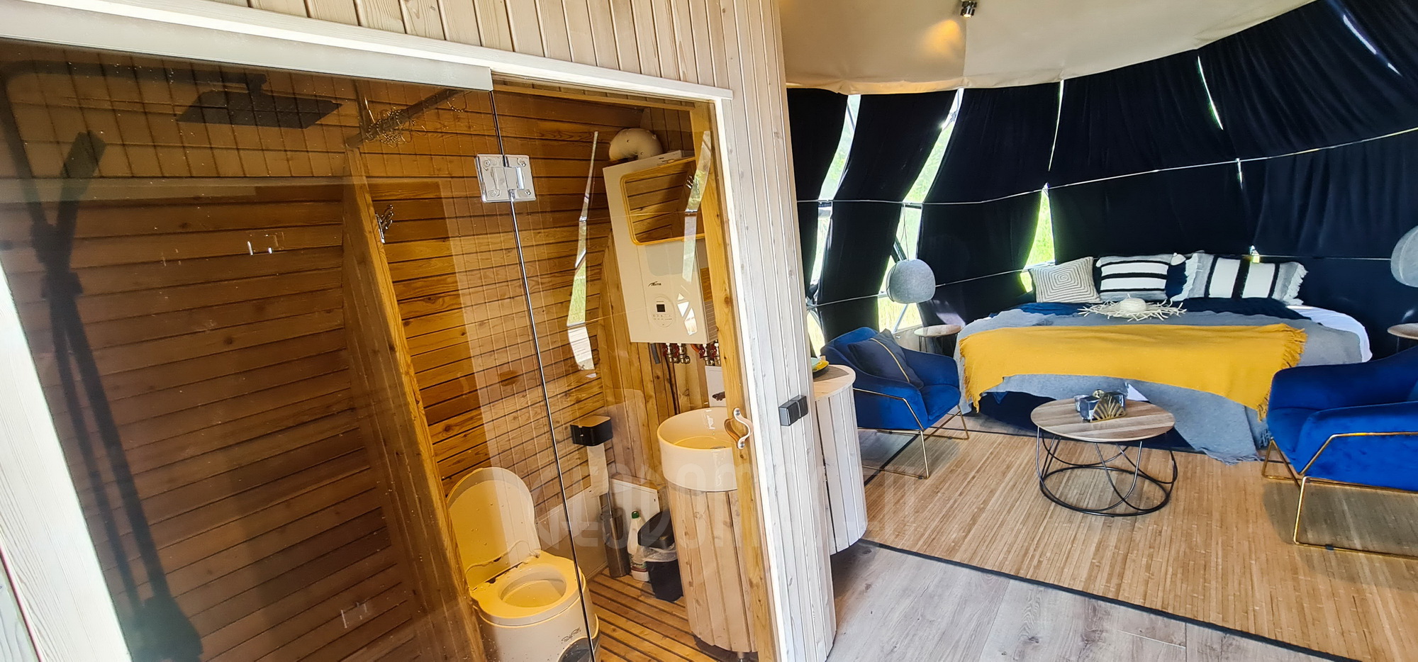 27m² Pramoginis Glamping laivas Ø7m | Pasimėgaukite ežerų ir jų salų grožiu