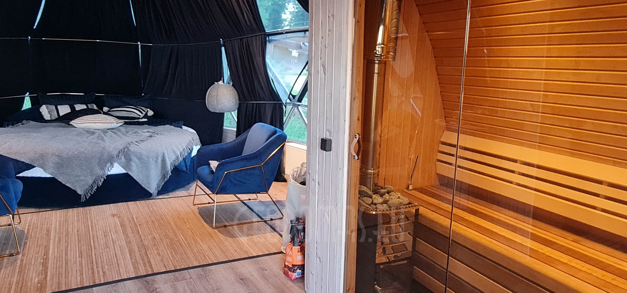 27m² Pramoginis Glamping laivas Ø7m | Pasimėgaukite ežerų ir jų salų grožiu