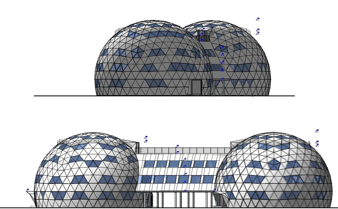 2500m2 Autonominis Mokslo ir Inovacijų Kupolinis kompleksas | Dvejų Korpusų Centras