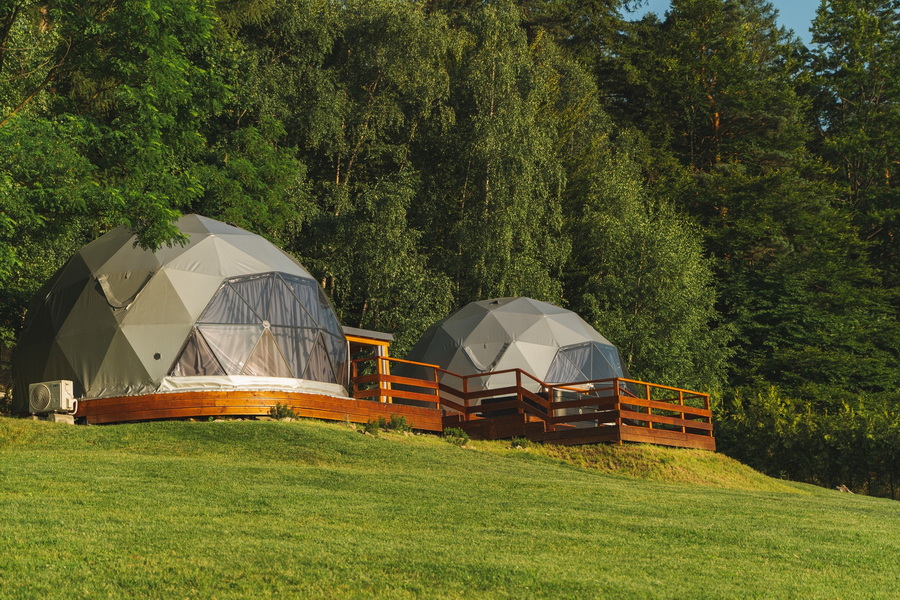 35m² BESKID GLAMP Glamping Kupolai Ø6,7m | Jaworze Kalnai, Lenkija