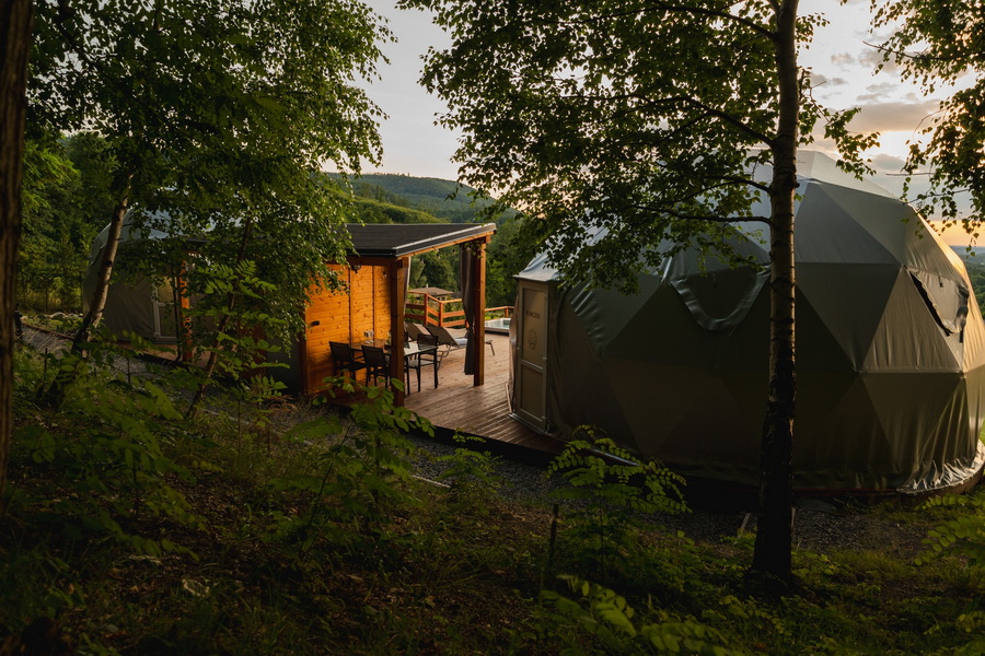 35m² BESKID GLAMP Glamping Kupolai Ø6,7m | Jaworze Kalnai, Lenkija