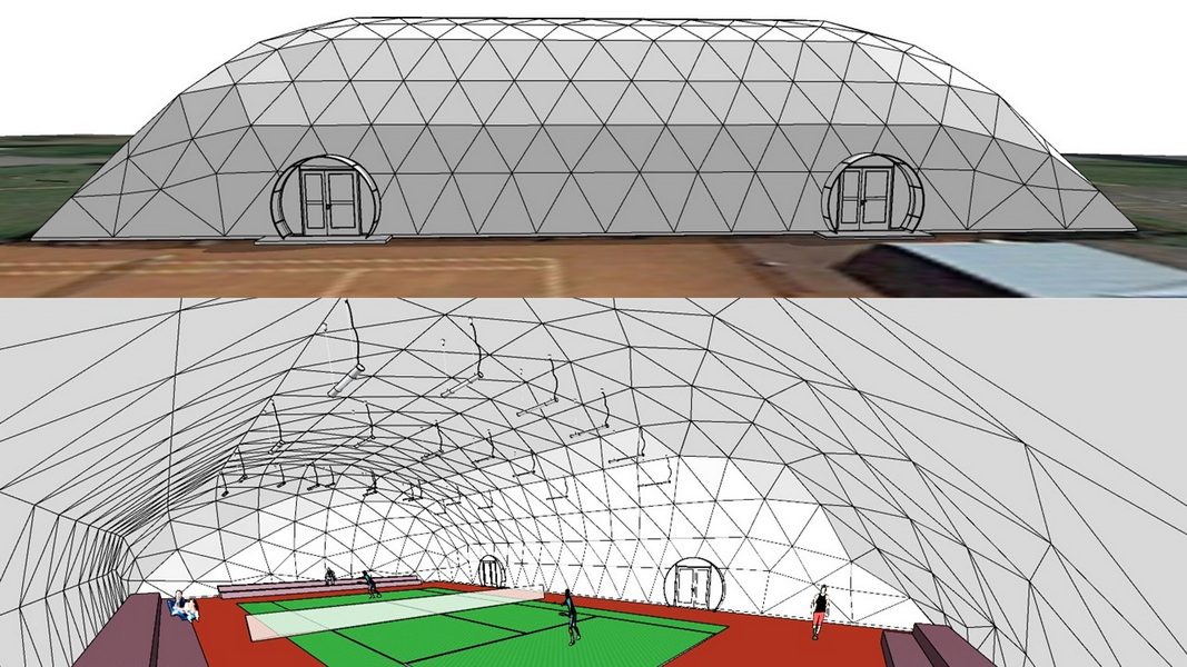 648m2 Teniso Aikštelės Kupolinė Stoginė 36x18x7,4m | Kupolai kortų uždengimui