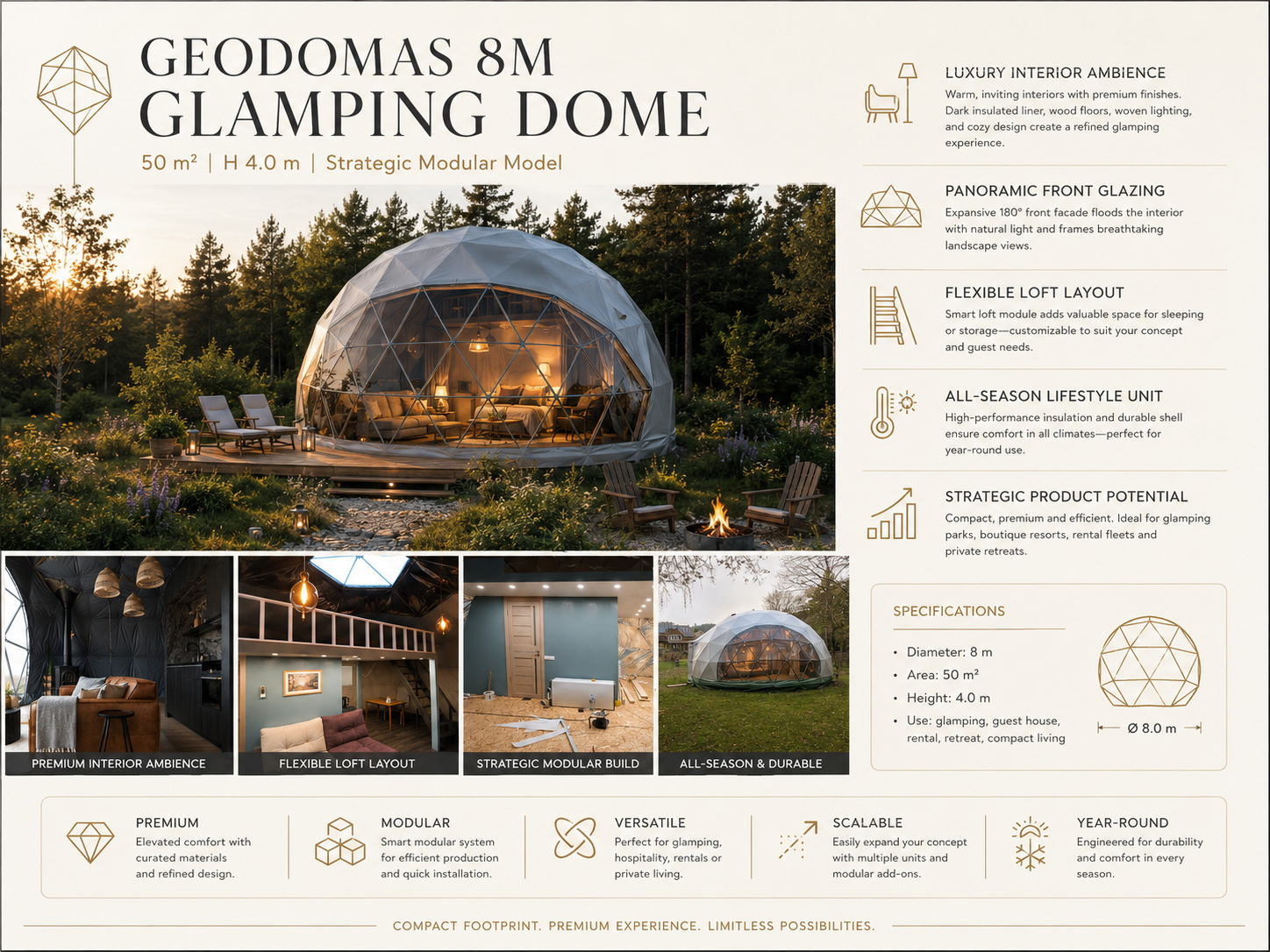 Glamping Apšiltinti kupolai | Privačiam ir Verslo Sektoriui | Daugiasluoksnė Membraninė Sieną | Naujovė !!!