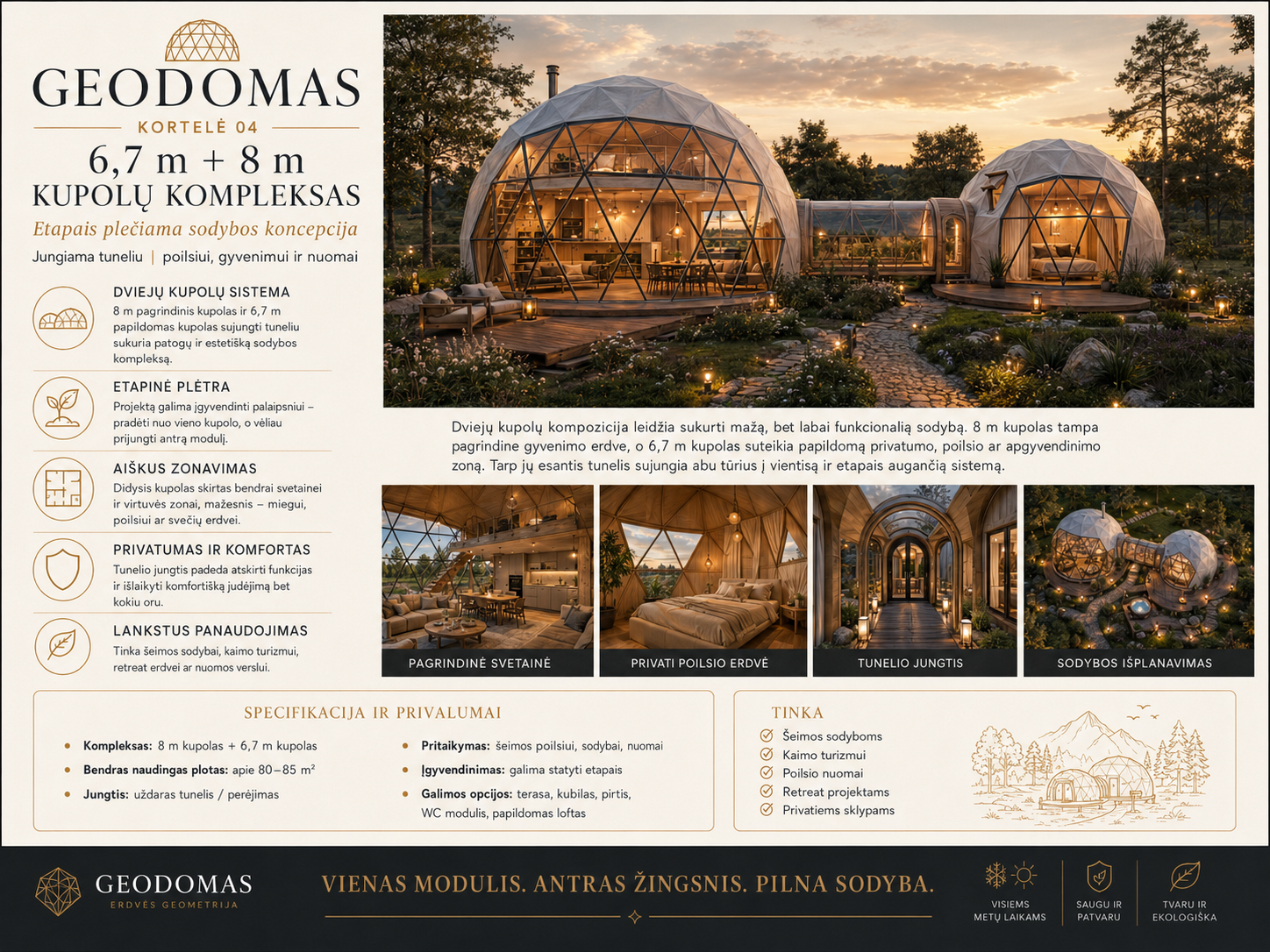 Glamping Apšiltinti kupolai | Privačiam ir Verslo Sektoriui | Daugiasluoksnė Membraninė Sieną | Naujovė !!!